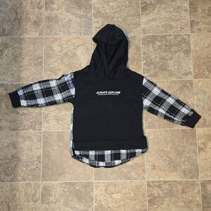 Shein Always Explore Black and White Kids Hoodie